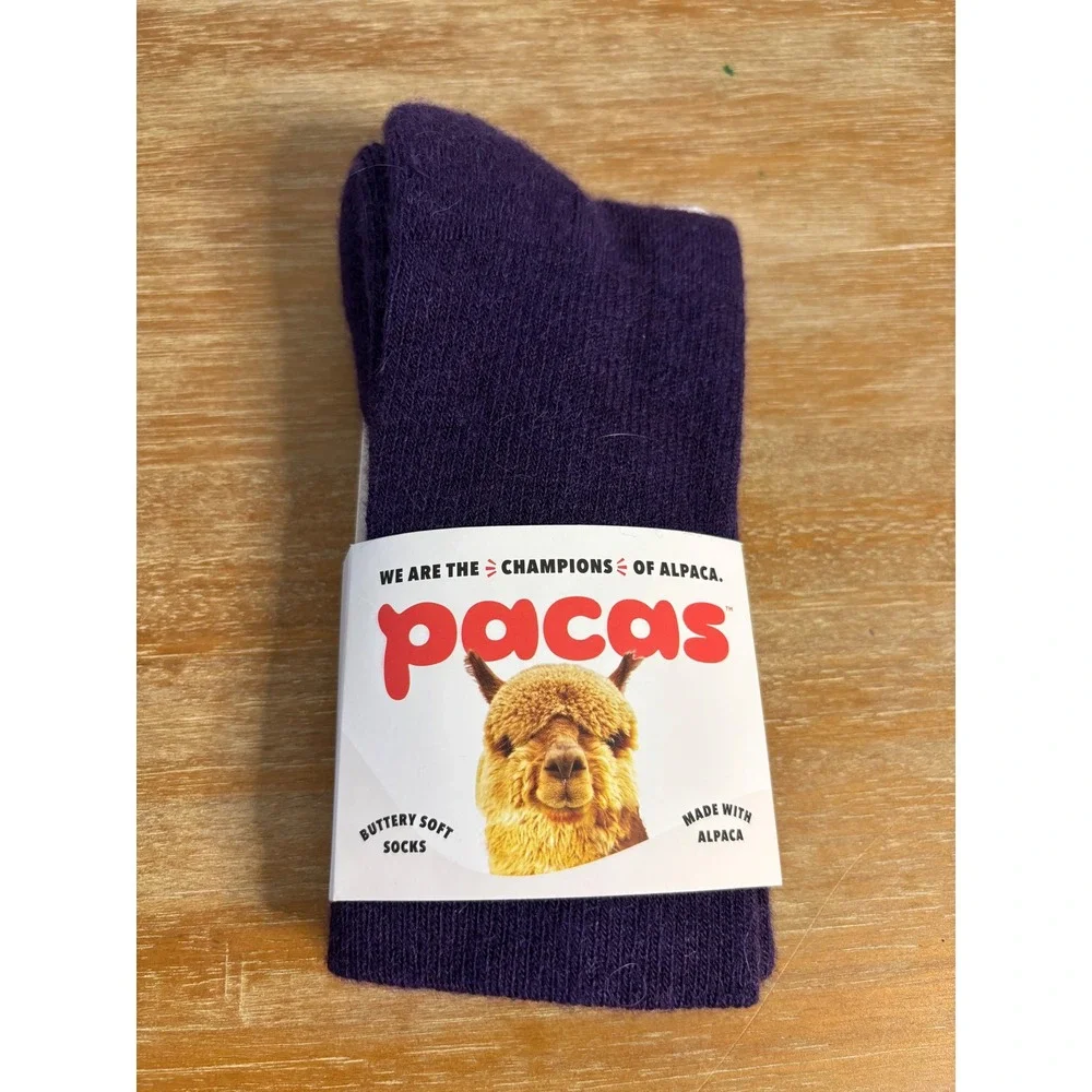 Pacas Womens Alpaca Wool Blend Crew Socks Purple Small Medium‎ 6468 New